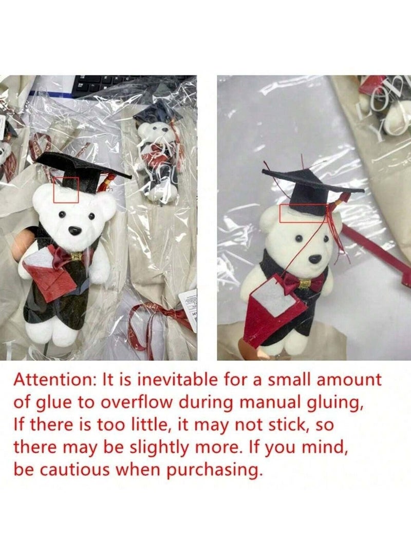 هدايا تخرج باقه ورق تغليف الورد باللون الاسود محشوه بتصميم دب لطيف يرتدي قبعة تخرج و لباس تخرج مناسبه لتقديمها كهديه تذكاريه و زينه تخرج - Image 3