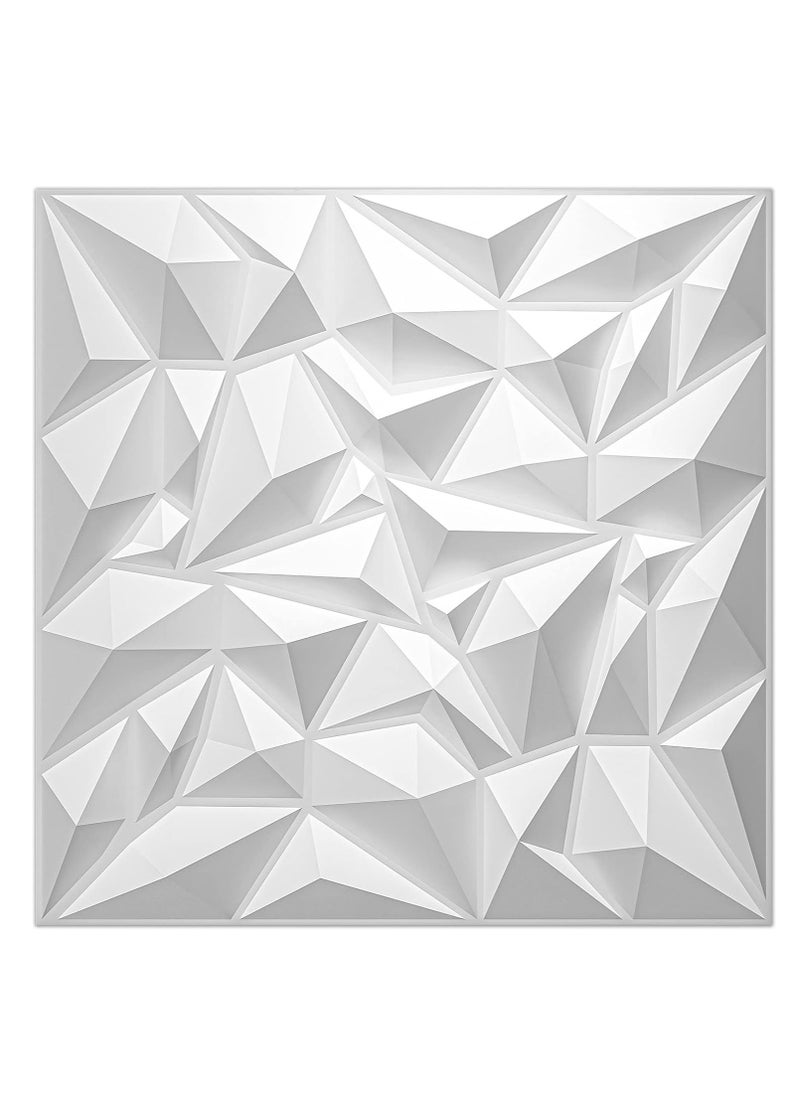 GUDOO 12 حزمة من لوحات الحائط ثلاثية الأبعاد لوحة ورق حائط ثلاثية الأبعاد بتصميم ماسي صغير غطاء حائط مزخرف مقاس 30 × 30 سم أبيض  - Image 2