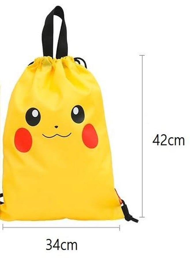 Pikachu Drawstring Backpack Gym Sackpack Travel Bag Multi Purpose Bag (Yellow) - Image 3