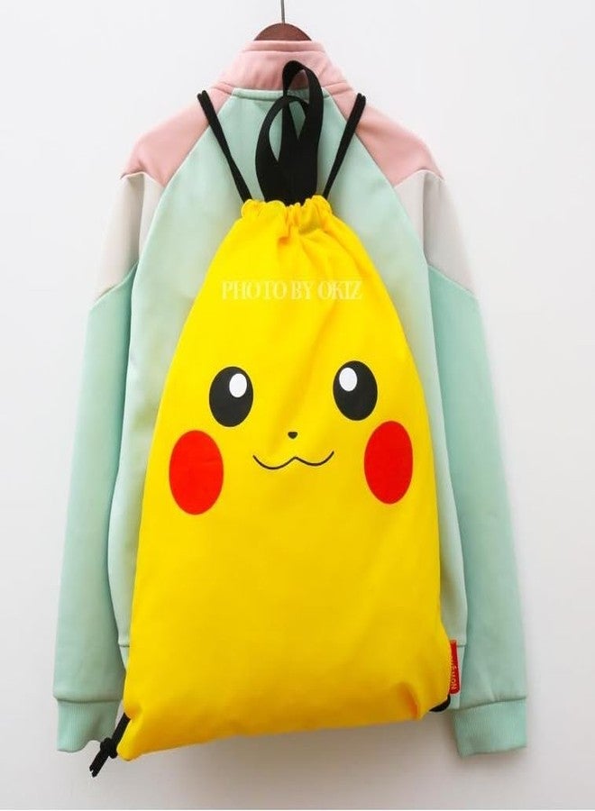 Pikachu Drawstring Backpack Gym Sackpack Travel Bag Multi Purpose Bag (Yellow) - Image 4