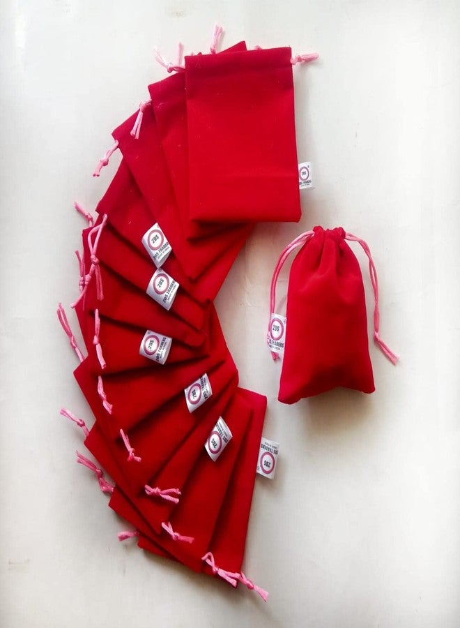 2DS Velvet Small Potli Bags For Return Gifts, Small Batwa for Jewellery Gifting pouch. Red colour velvet potli. Wedding gift potli/Jewellery Pouch, Shagun Potli Set, Coin Pouch (Pack of 5) - Image 3