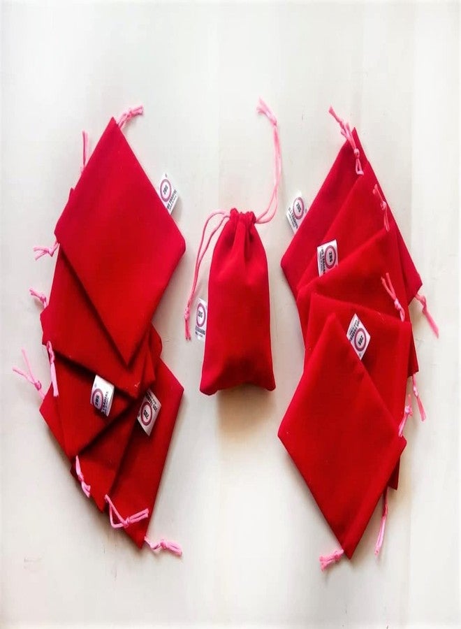 2DS Velvet Small Potli Bags For Return Gifts, Small Batwa for Jewellery Gifting pouch. Red colour velvet potli. Wedding gift potli/Jewellery Pouch, Shagun Potli Set, Coin Pouch (Pack of 5) - Image 2