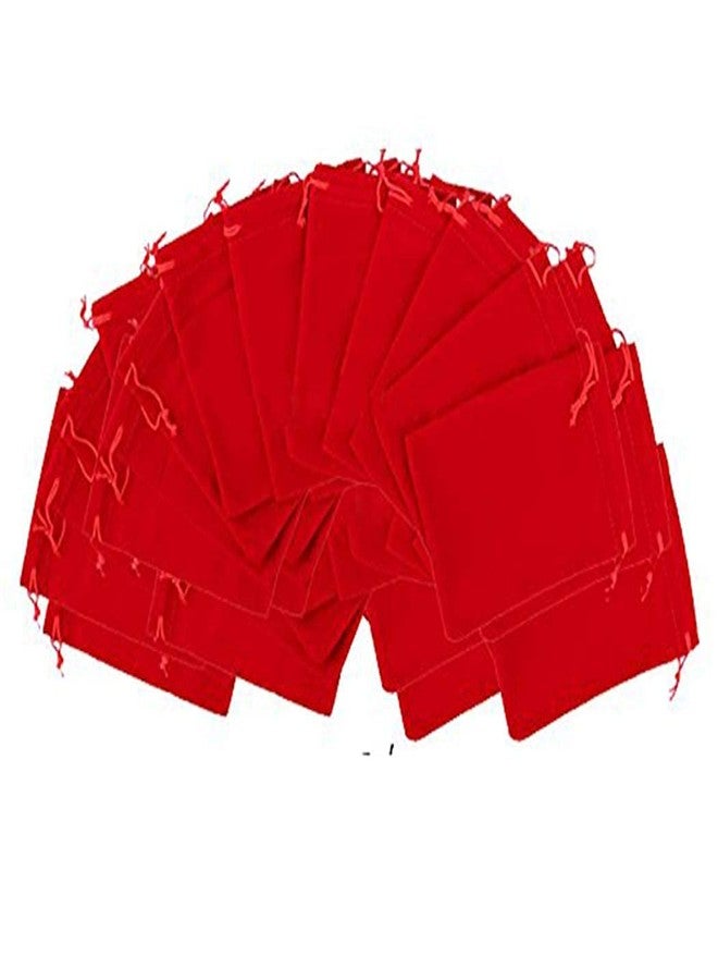 2DS Velvet Small Potli Bags For Return Gifts, Small Batwa for Jewellery Gifting pouch. Red colour velvet potli. Wedding gift potli/Jewellery Pouch, Shagun Potli Set, Coin Pouch (Pack of 5) - Image 1