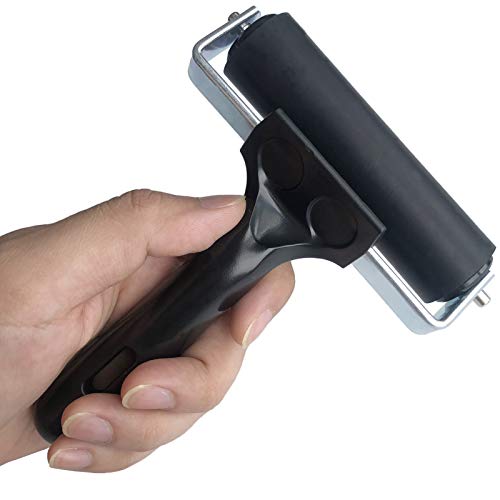 Benvo Rubber Brayer 4 inch Rubber Roller for Printmaking, Painting, Applying Glue, Wallpaper, Block Stamping Anti Skid Construction Tools with Hard Rubber Drum(Black, Classic Version) - Image 3