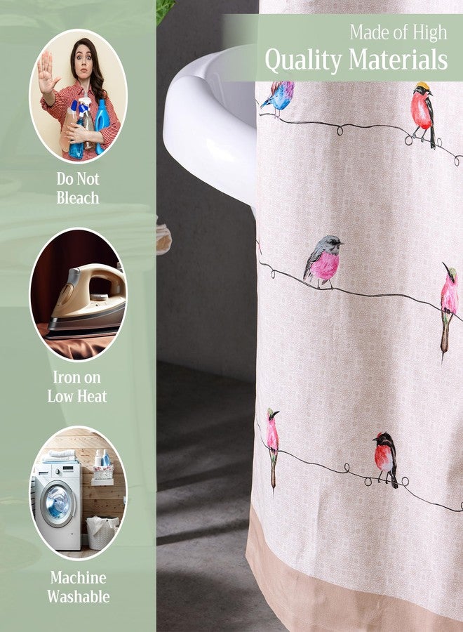 Maison d' Hermine Shower Curtain 100% Cotton One Panel 70"x72" Washable Fabric Shower Curtains for Bathroom, Easy Hanging with 12 Button Holes - Home, Farmhouse, Hotel, Spa (Birdies On Wire) - Image 3