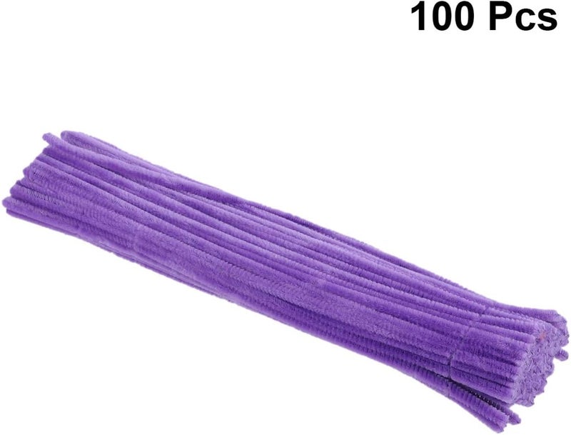 comfrt 100pcs Pipe Cleaners Chenille Stems Crafts Chenille Sticks for DIY Art Flower Plant Crafts Christmas Decorations Ornament (Purple) - Image 2