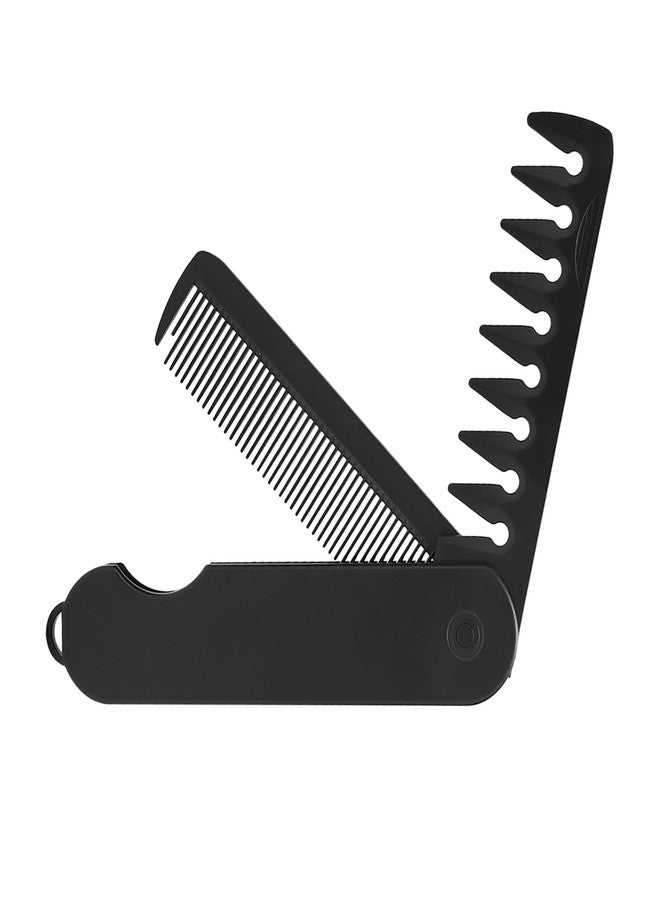 Qiyuda Folding Pocket Hair Comb for Men, 2 in 1 Fine Tooth Wide Tooth Protable Styling Hair Comb - Image 1