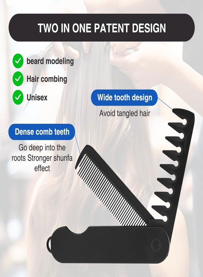 Qiyuda Folding Pocket Hair Comb for Men, 2 in 1 Fine Tooth Wide Tooth Protable Styling Hair Comb - Image 3