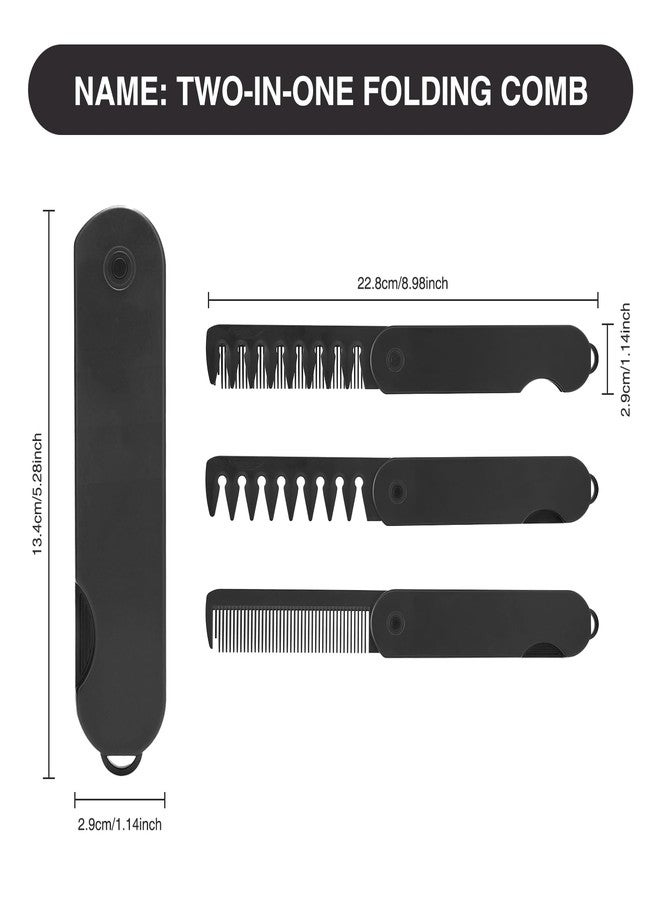 Qiyuda Folding Pocket Hair Comb for Men, 2 in 1 Fine Tooth Wide Tooth Protable Styling Hair Comb - Image 2