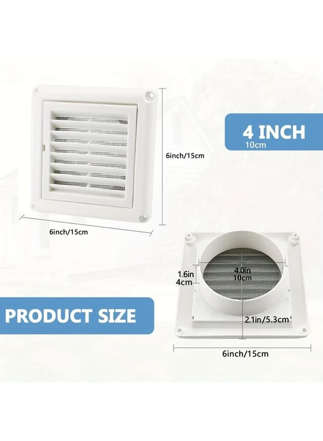 White 4inch Louvered Vent Cover Stops Birds Nesting For Outside Dryer Exhaust Air Vent Cover With Screws - Image 5