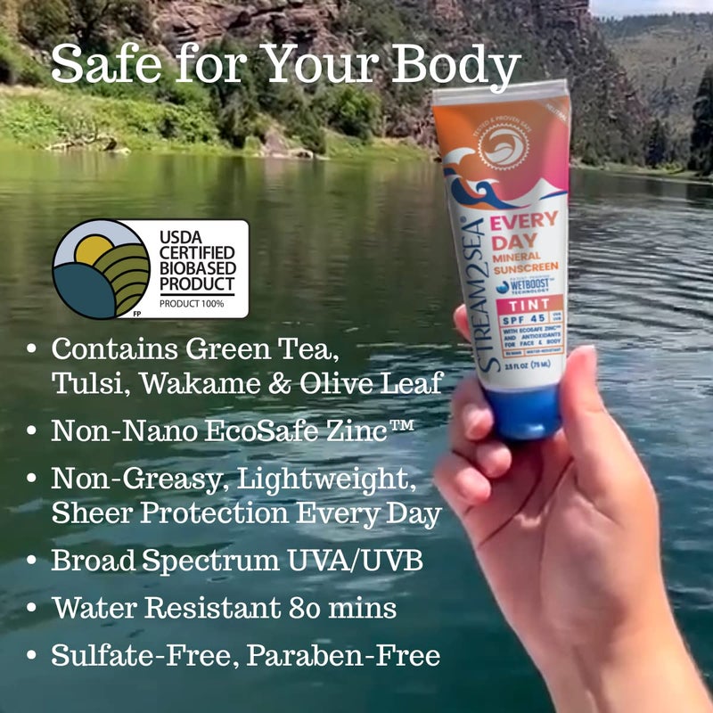 STREAM 2 SEA SPF 45 Every Day Tint Mineral Sunscreen | 2.5 Fl Oz Biodegradable, Paraben Free & Reef Safe | Non-Greasy Tinted Sunscreen For Face & Body Protection Against UVA & UVB - Image 2