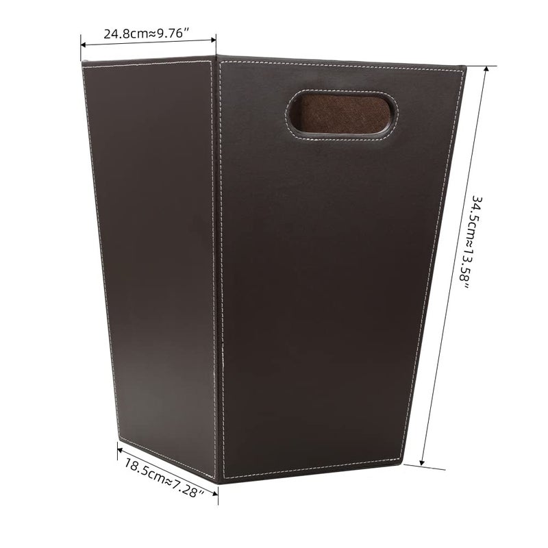 KINGFOM Classic Leather Trash Cans Waste Paper Basket, Storage Bin for Bathroom, Kitchen, Office and High Class Hotel - Image 5