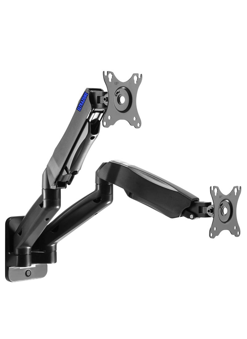 ELTRAZONE Dual 17"-32" Monitor Wall Mount fits Two 19.8 lbs Flat/Curved Computer Monitor Full Motion Height Swivel Tilt Rotation Adjustable Monitor Arm - VESA/Cable Management  - Image 1