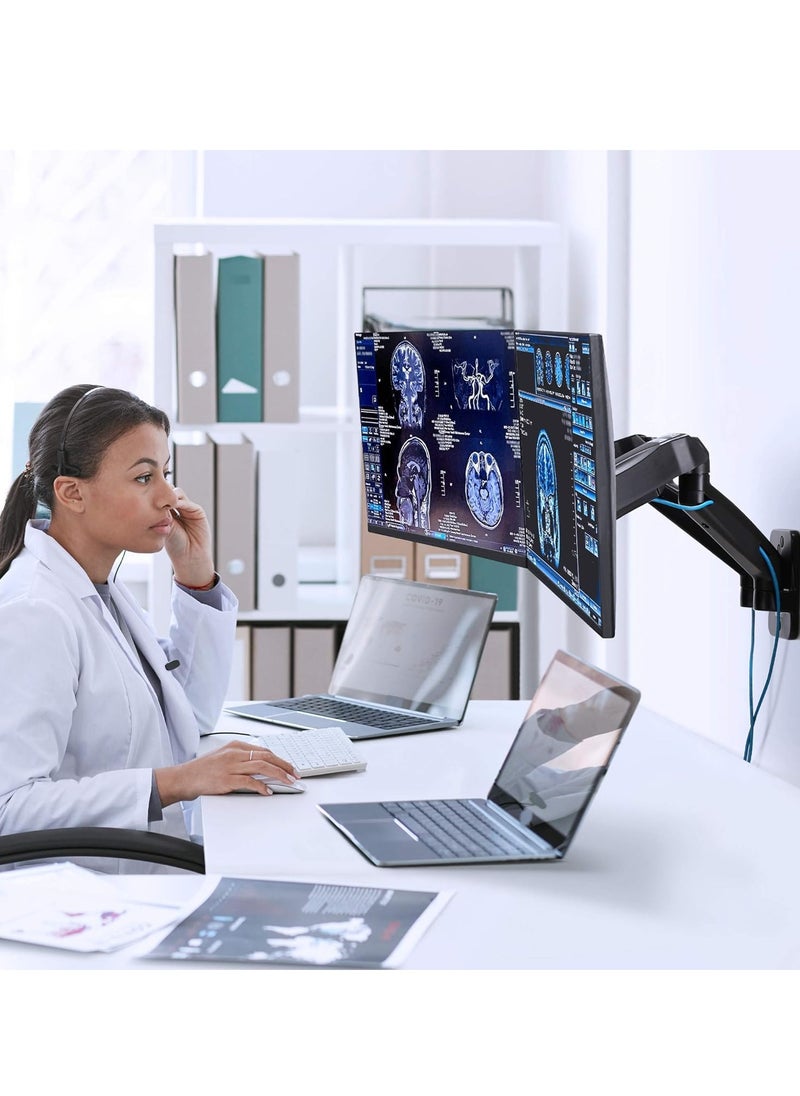 ELTRAZONE Dual 17"-32" Monitor Wall Mount fits Two 19.8 lbs Flat/Curved Computer Monitor Full Motion Height Swivel Tilt Rotation Adjustable Monitor Arm - VESA/Cable Management  - Image 3