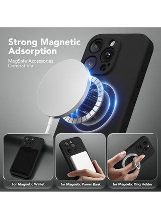 جراب مغناطيسي لهاتف iPhone 14 Pro، متوافق مع MagSafe، [حماية كاملة للكاميرا] [واقي شاشة] جراب سيليكون واقي مضاد للصدمات لهاتف iPhone 14 Pro مقاس 6.1 بوصة، أسود - view 2