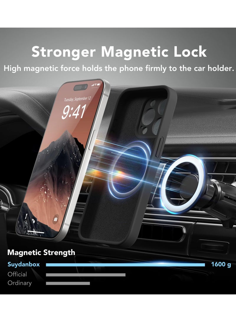 SUYDANBOX Magnetic for iPhone 14 Pro Case, Compatible with MagSafe, [Full Camera Protection][Screen Protector] Silicone Shockproof Protective Phone Case for iPhone 14 Pro 6.1", Black - Image 3