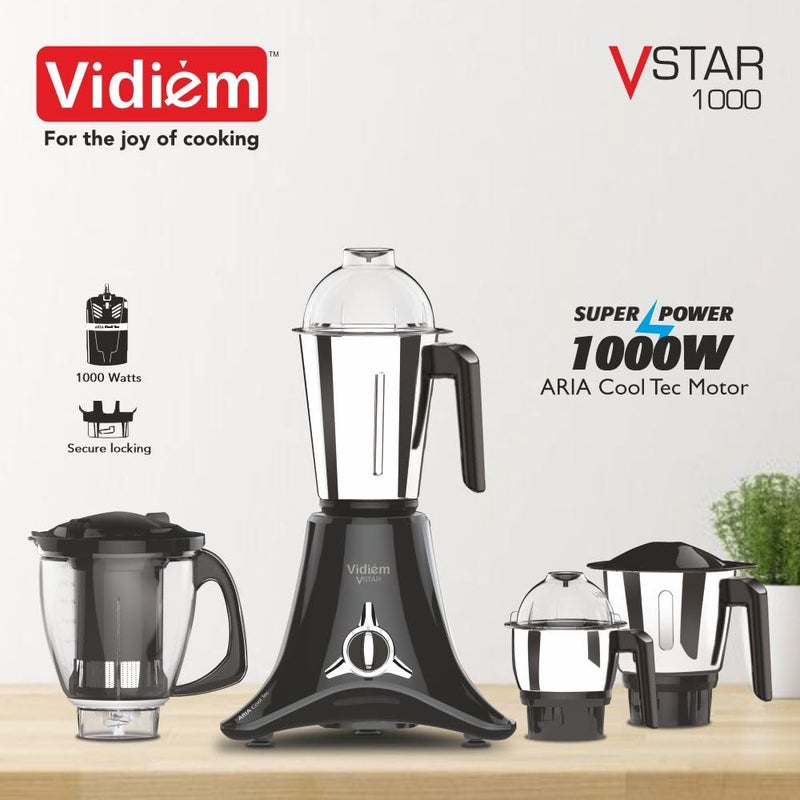 Vidiem Mixer Grinder 618 A VSTAR 1000 watt (Black) with 3 Leakproof Jars & 1 Juicer Mixer Grinder | self-lock for wet & dry spices, chutneys & curries | 2 Years Warranty - Image 5