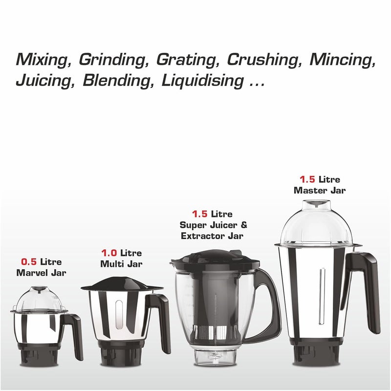 Vidiem Mixer Grinder 618 A VSTAR 1000 watt (Black) with 3 Leakproof Jars & 1 Juicer Mixer Grinder | self-lock for wet & dry spices, chutneys & curries | 2 Years Warranty - Image 4