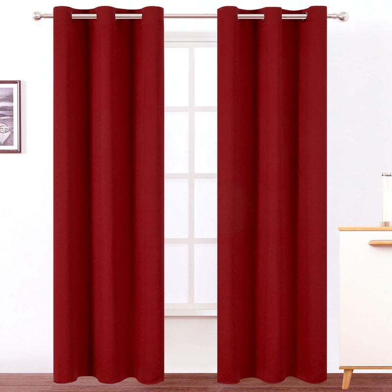 LEMOMO Blackout Curtains 42 x 84 Inch  Red Curtains Set of 2 Panels  Room Darkening Thermal Insulated for Living Room