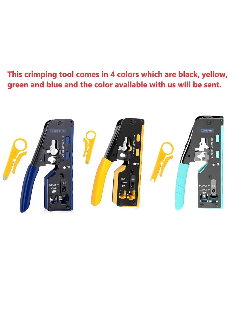 XIKKART XIKKART Cat7 Crimping Tool RJ45 Passthrough Crimping Tool Wire Stripper And Cutter Tool Ethernet Network Lan Cable Crimp Tool CAT5 Cat5e Cat6 Cat7 Crimper With Mini Multicolor  - Image 5