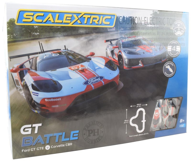 ScalextricPremium Hobbies Sports Car Challenge GT VS Corvette 132 Scale Slot Car Race Set C1444T