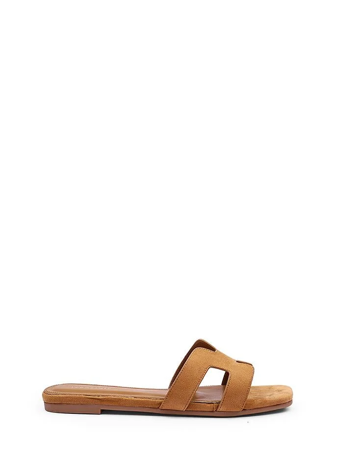 Womens H suede slip-on flat Sandal