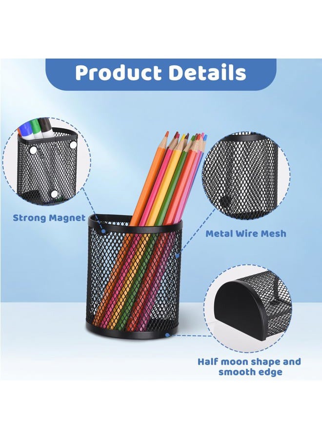 LUCYCAZ Magnetic Pencil Holder for Refrigerator, 2 Pack Metal Basket Pen Holder Locker Organizer for Work School Office, Black - Image 2