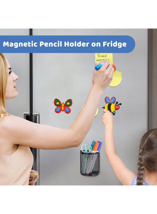 LUCYCAZ Magnetic Pencil Holder for Refrigerator, 2 Pack Metal Basket Pen Holder Locker Organizer for Work School Office, Black - Image 4