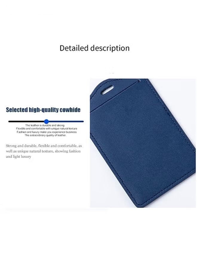 CSIRO Transparent Badge Holder with Lanyard, PU Leather ID Card Badge Business Card Holder with Stainless Steel J-Hook Nylon Lanyard for Work ID, School ID, Metro Card, Access Card, Blue - Image 3