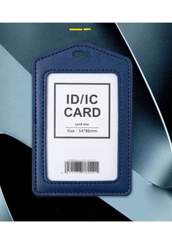 CSIRO Transparent Badge Holder with Lanyard, PU Leather ID Card Badge Business Card Holder with Stainless Steel J-Hook Nylon Lanyard for Work ID, School ID, Metro Card, Access Card, Blue - Image 4