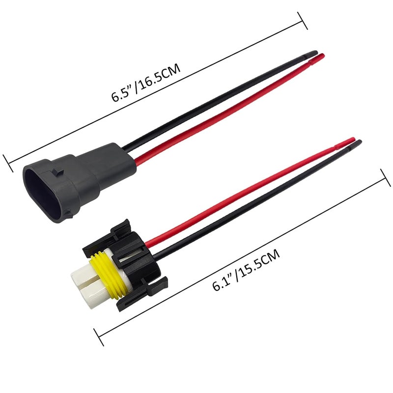 Audak 2Sets H11 H8 880 881 High Temperature Ceramic Wire Harness Socket Male & Female Adapter for Headlight Fog Light - Image 2