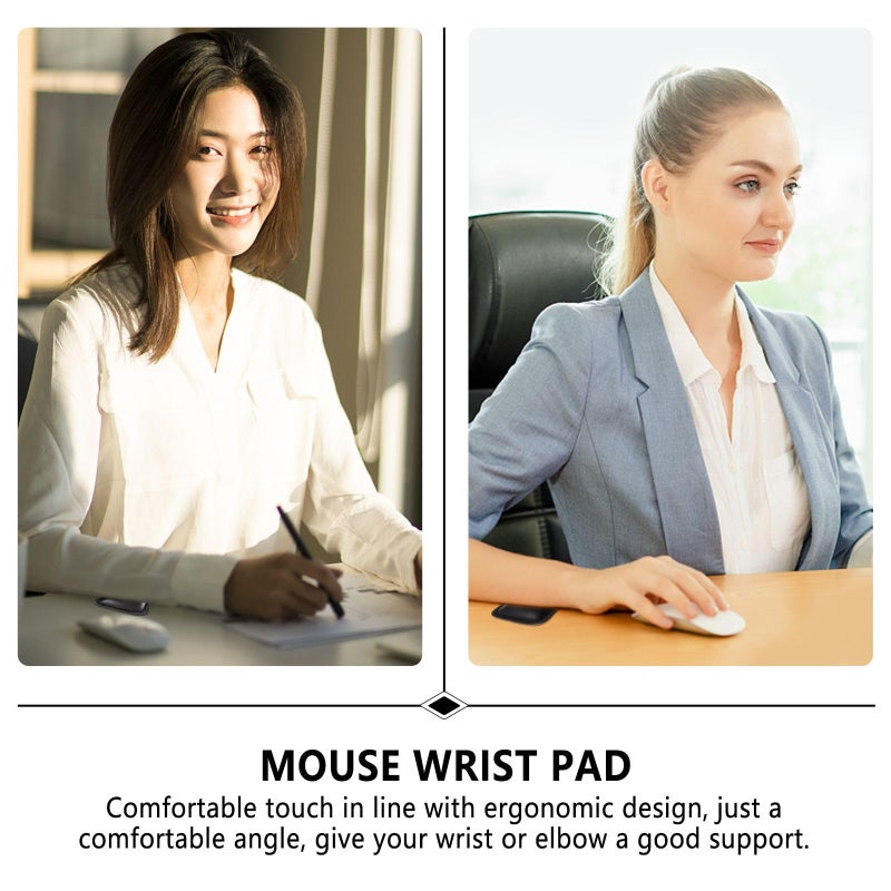 Ergonomic Mouse Wrist Rest And Keyboard Elbow Pad Set Black Pu Leather Office Accessories - Image 4