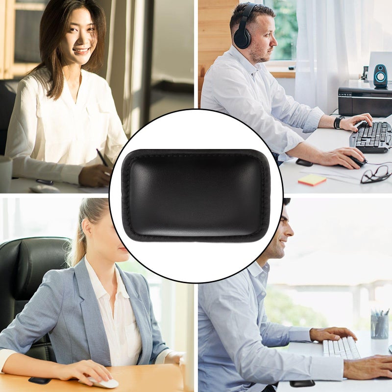 Ergonomic Mouse Wrist Rest And Keyboard Elbow Pad Set Black Pu Leather Office Accessories - Image 5