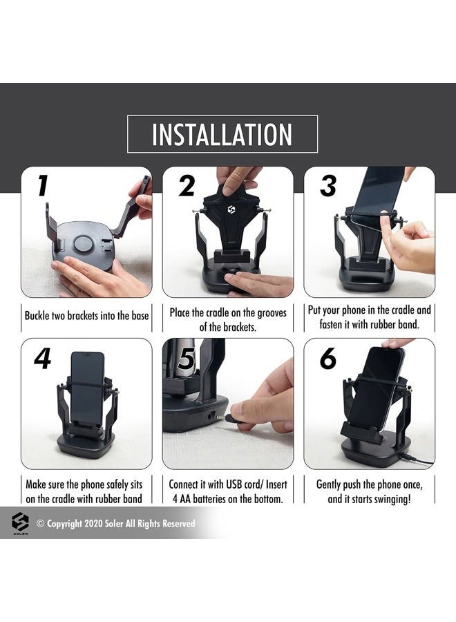 SNYZO S SOLER SNYZO Phone Swing, Phone Rocker, Compatible with Walker Cellphone Pedometer Accessories (Mute Version)(Battery Compatible)(USB Cable) Quick Step Earning Device – Black - Image 5