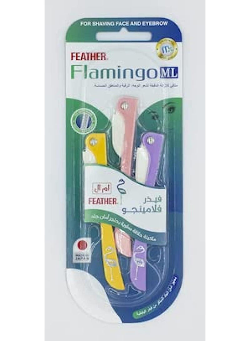 Flamingo 3-Piece Flamingos Ladies Razor For Facial And Body Hair Yellow/Pink/Purple - Image 1