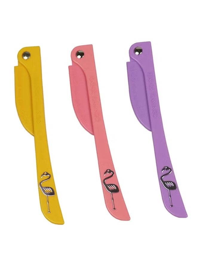 Flamingo 3-Piece Flamingos Ladies Razor For Facial And Body Hair Yellow/Pink/Purple - Image 2