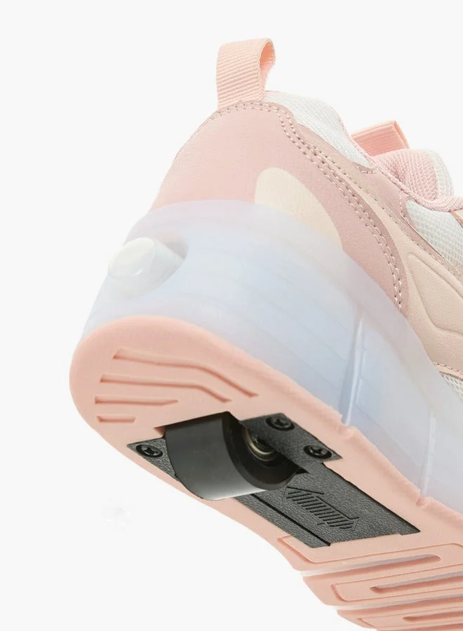 Little Missy  Girls Panelled Light-Up Sneakers with Rotating Buckle Closure  | Best Price UAE