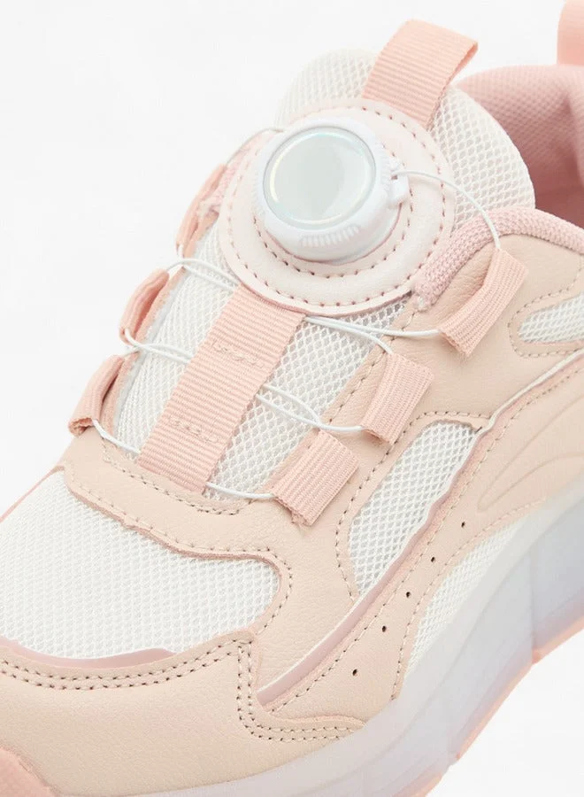 Little Missy  Girls Panelled Light-Up Sneakers with Rotating Buckle Closure  | Best Price UAE