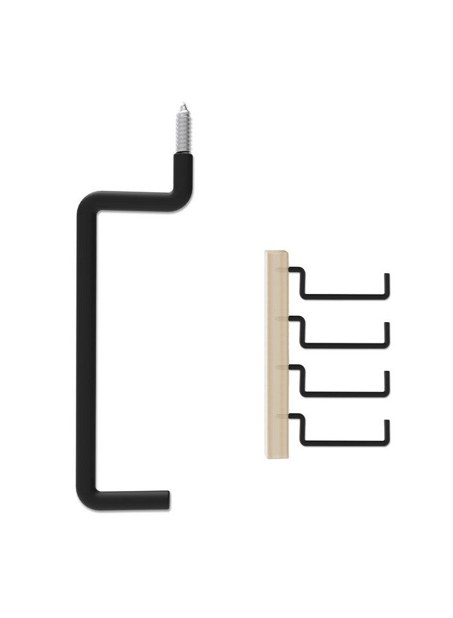 Unp Poetiske Ladder Hooks Screw In Storage Hanger Wall Mount Heavy Duty Shelf Organizer For Bike Foldable Chair Garage Organization Vinyl Coated 4Pc Black  - Image 1
