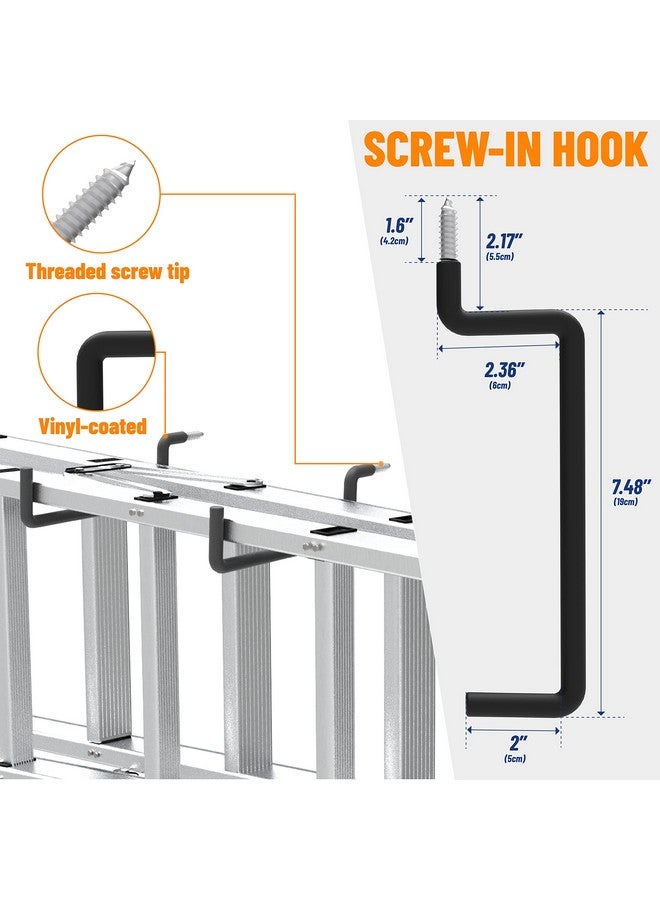 Unp Poetiske Ladder Hooks Screw In Storage Hanger Wall Mount Heavy Duty Shelf Organizer For Bike Foldable Chair Garage Organization Vinyl Coated 4Pc Black  - Image 5