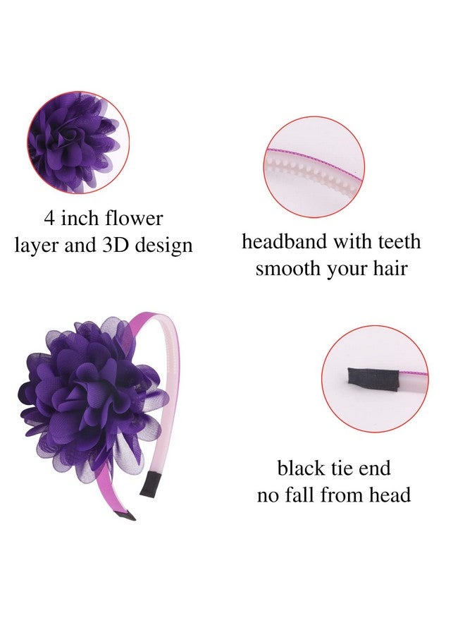 XIMA Headbands For Girls,Chiffon Flower Hairbands With Teeth For Kids Teens Children Hair Accessoies Pack Of 15 - Image 2