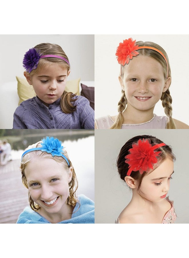 XIMA Headbands For Girls,Chiffon Flower Hairbands With Teeth For Kids Teens Children Hair Accessoies Pack Of 15 - Image 4