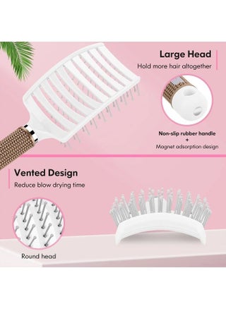 Hair Brush, Curved Vented Brush Faster Blow Drying, Professional Curved Vent Styling Hair Brushes for Women, Men, Paddle Detangling Brush for Wet Dry Curly Thick Straight Hair(White) - pzsku/Z984FE5099798D65E9F1CZ/45/_/1683827456/662e2f18-2287-48e7-9375-7cc081b8b301