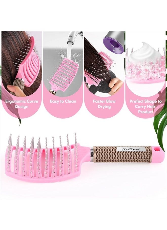 Bsisme - Hair Brush, Curved Vented Brush Faster Blow Drying, Professional Curved Vent Styling Hair Brushes for Women, Men, Paddle Detangling Brush for Wet Dry Curly Thick Straight Hair(White) - Image 1