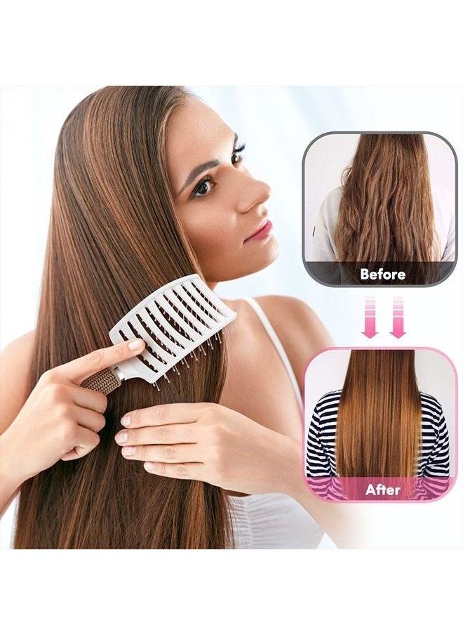 Bsisme - Hair Brush, Curved Vented Brush Faster Blow Drying, Professional Curved Vent Styling Hair Brushes for Women, Men, Paddle Detangling Brush for Wet Dry Curly Thick Straight Hair(White) - Image 1