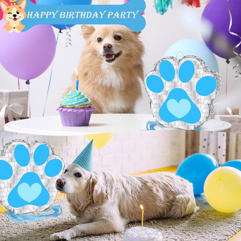 Leitee Dog Paw Piata Small Dog Paw Piata Themed Birthday Party Supplies Blue Puppy Paw Its Party Woof Themed for Girls Boy Baby Shower - Image 4