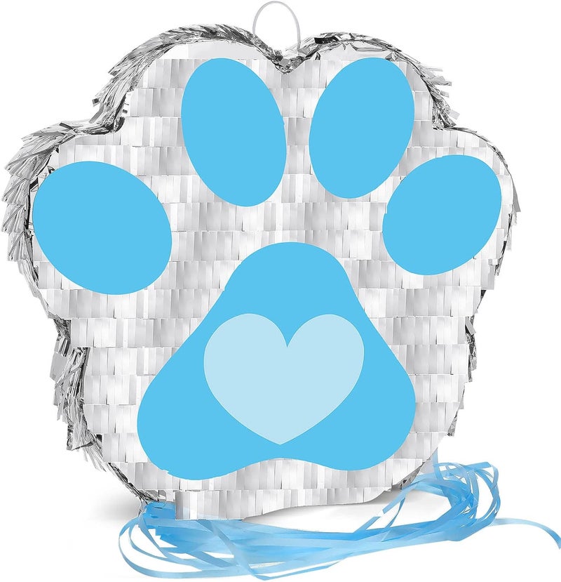 Leitee Dog Paw Piata Small Dog Paw Piata Themed Birthday Party Supplies Blue Puppy Paw Its Party Woof Themed for Girls Boy Baby Shower - Image 1