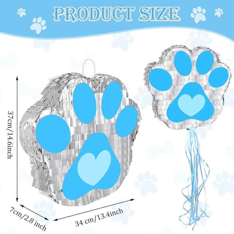 Leitee Dog Paw Piata Small Dog Paw Piata Themed Birthday Party Supplies Blue Puppy Paw Its Party Woof Themed for Girls Boy Baby Shower - Image 2