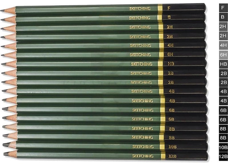 ART RANGER Art Ranger Art Sketching Pencils Drawing Kit 42 Pcs with Zippered Carrying Case (26 Pencil 6 Sticks 3 Stumps 3 Eraser 1 Sharpener 1 Sand Paper 1 Cutter 1 Extender 1 Carry Case)  - Image 3