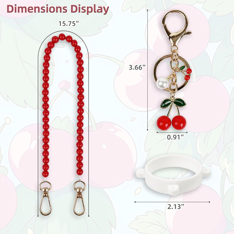 SITKOL Handle Strap and Cherry Charm Set for Owala Water Bottle 24 oz, 32 oz, 40 oz, Owala Kids, Owala Coffee Tumbler, Owala FreeSip, for Owala Accessories & Stanley Cup Accessories (Beaded Red) - Image 5